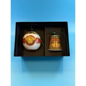 Versace Rosenthal Medusa Bell & Ball Ornament Set Porcelain Holiday Decor w/ Box